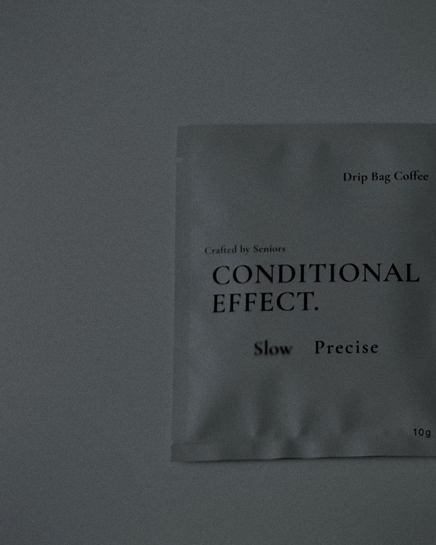 Conditional Effect. drip bag, crafted by seniors