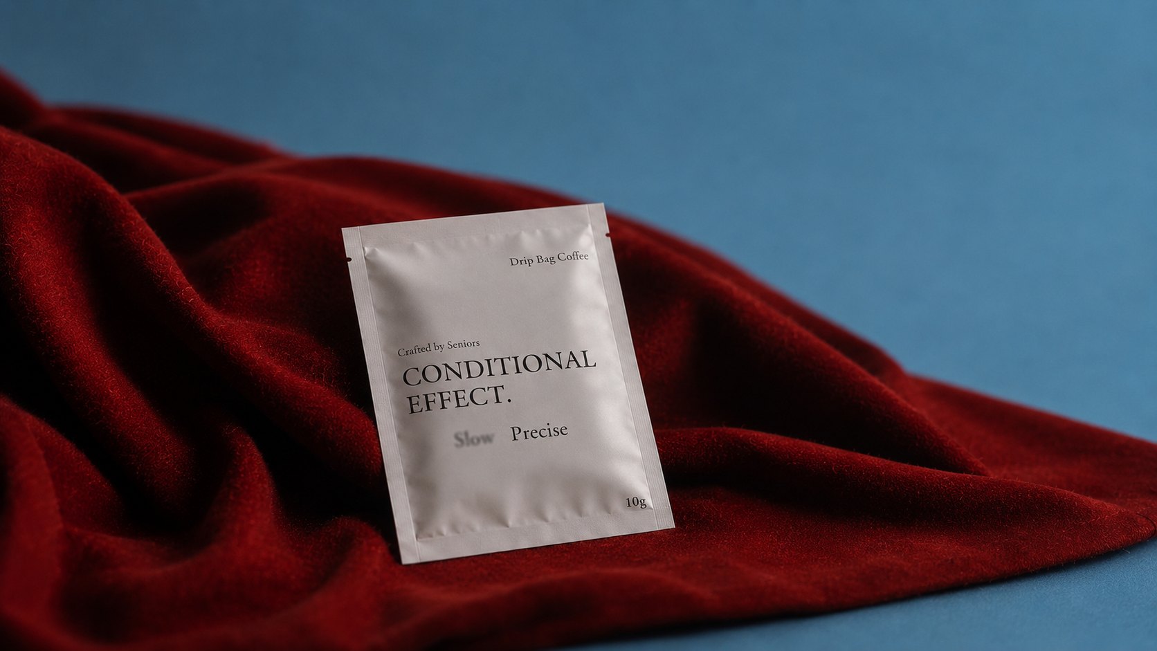 Conditional Effect. drip bag on red velvet